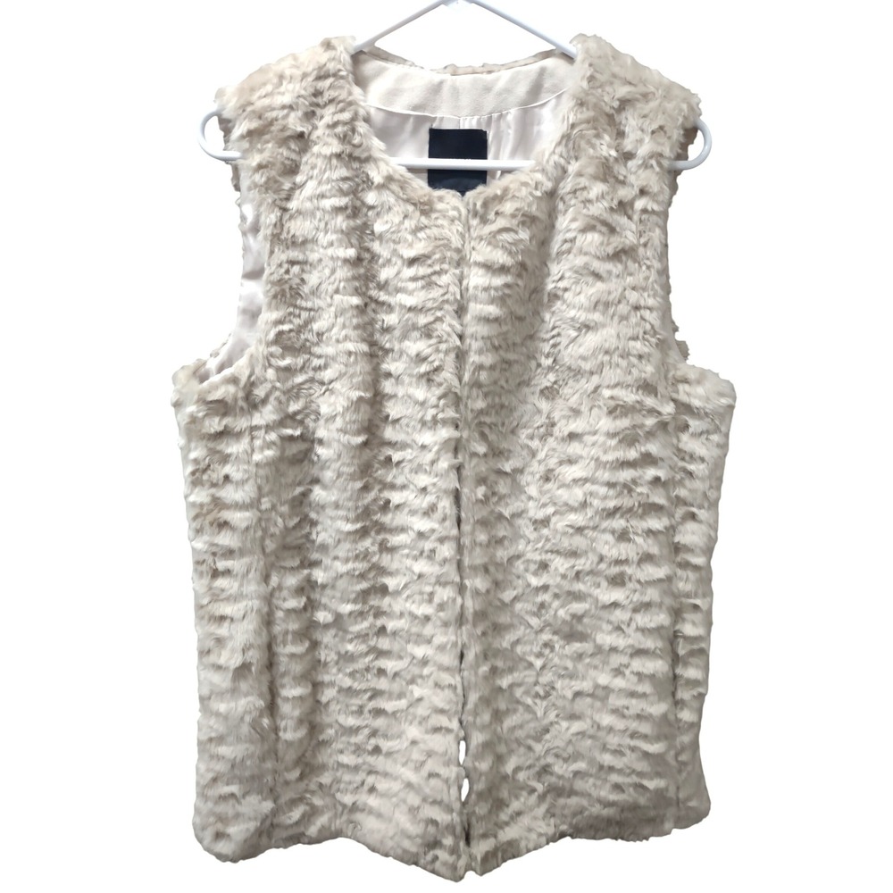 Forever 21 Faux Fur Vest Womens Large Sleeveless Beige‎ Taupe Outerwear